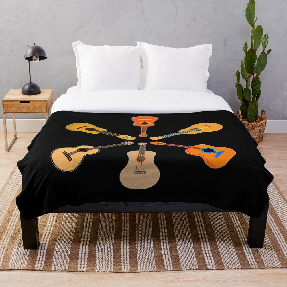 Soft guitar plush blanket for music lovers
