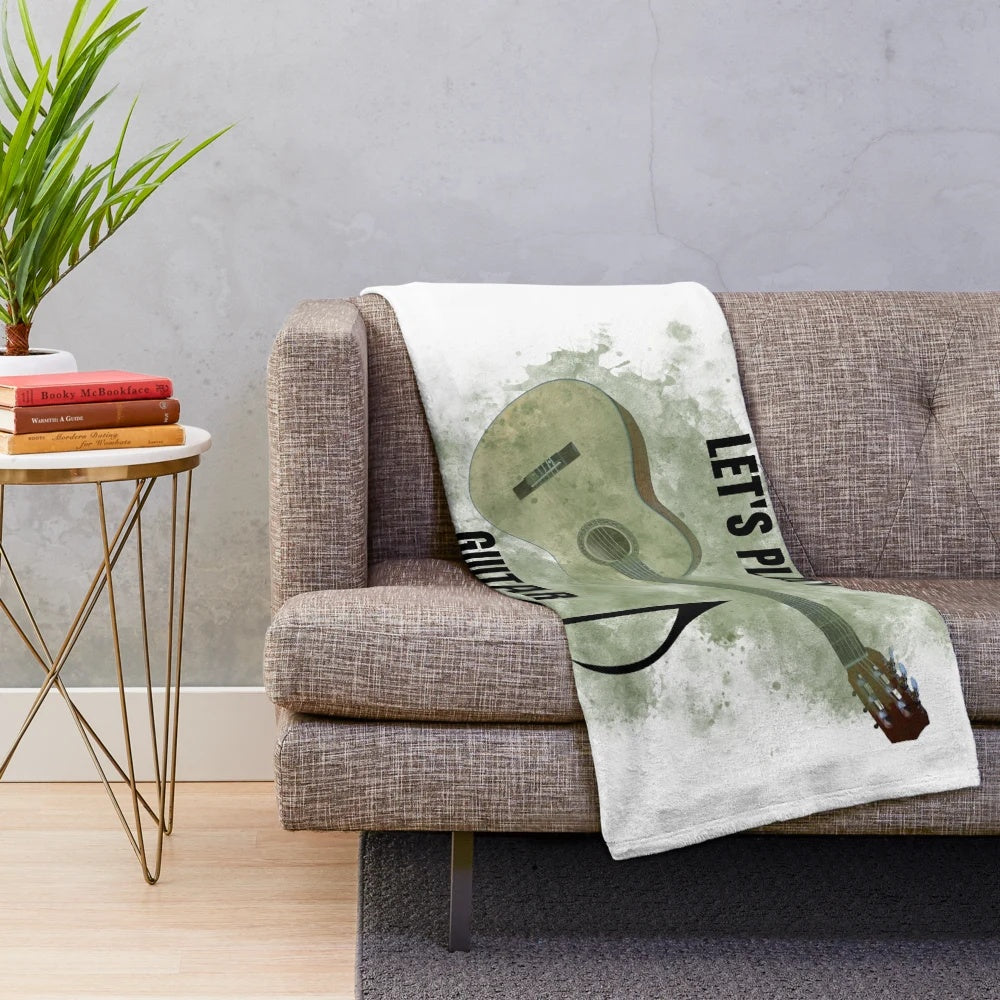 Soft and Plush Guitar Themed Blanket