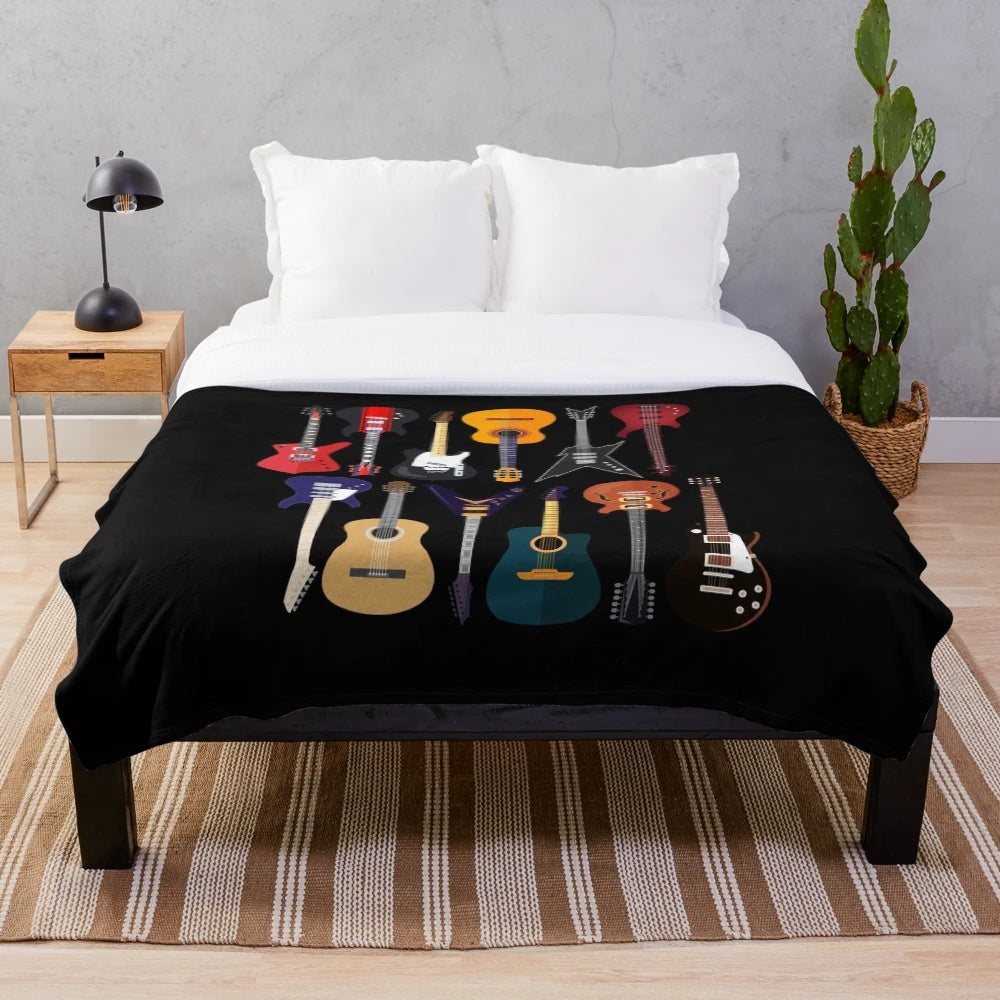 Soft and Plush Guitar Themed Blanket