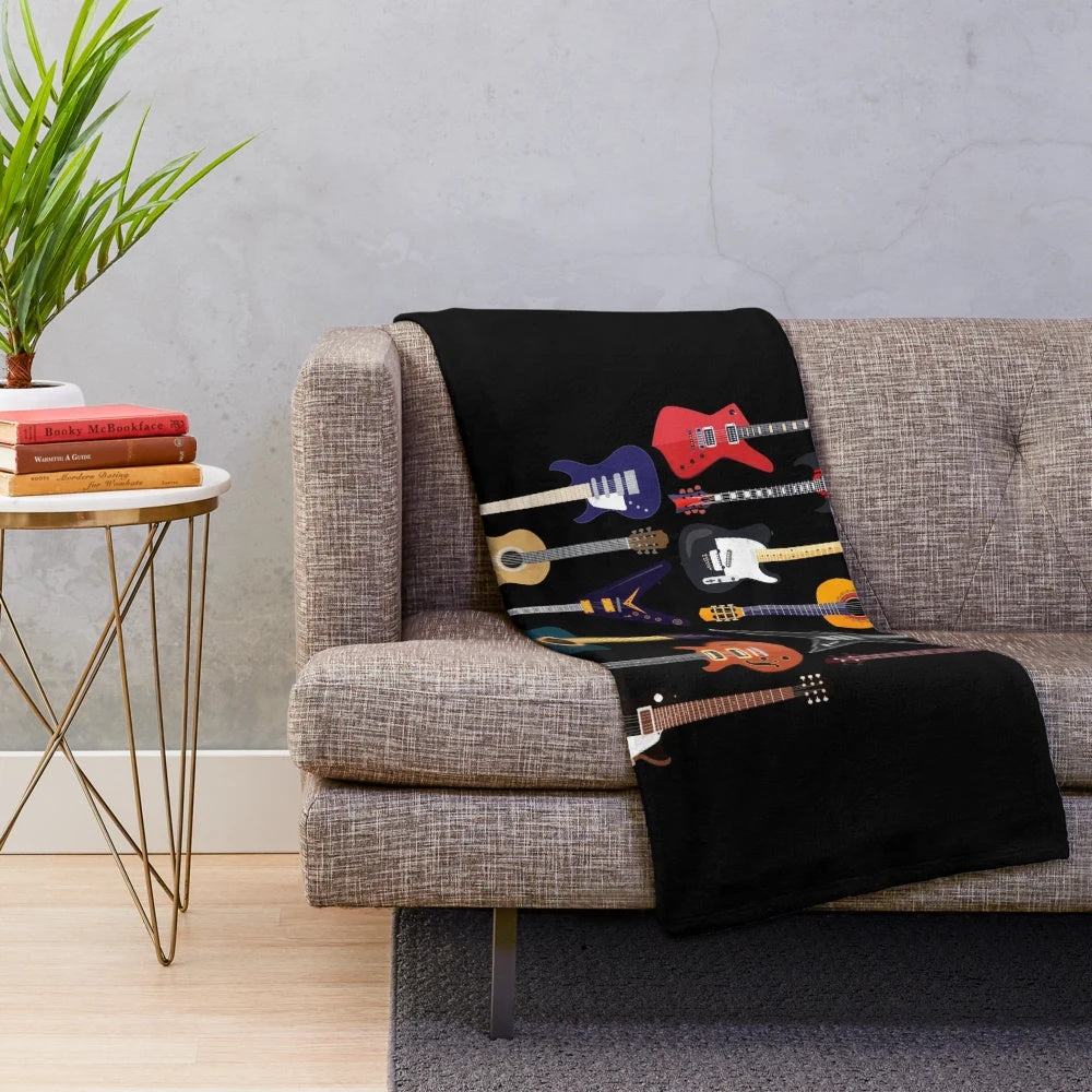Soft and Plush Guitar Themed Blanket