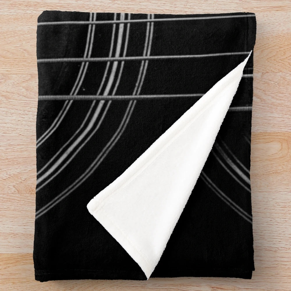 Guitar strings plush blanket in black and white