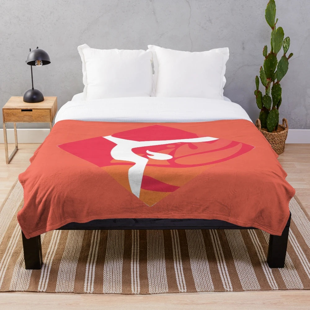 Gymnastics-themed plush blanket with artistic designs