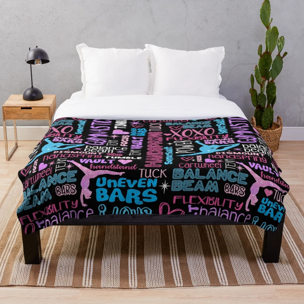 Soft and comfortable gymnastics-themed plush blanket