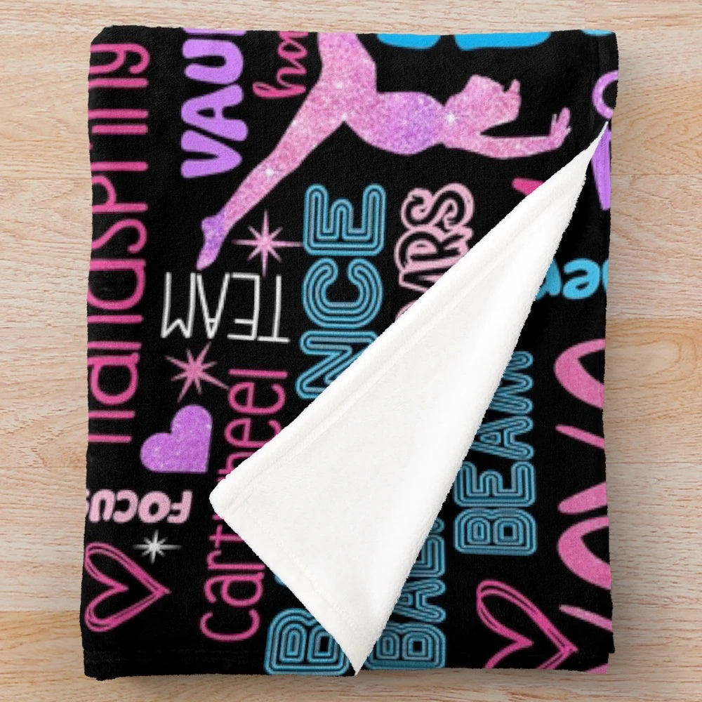 Soft and comfortable gymnastics-themed plush blanket