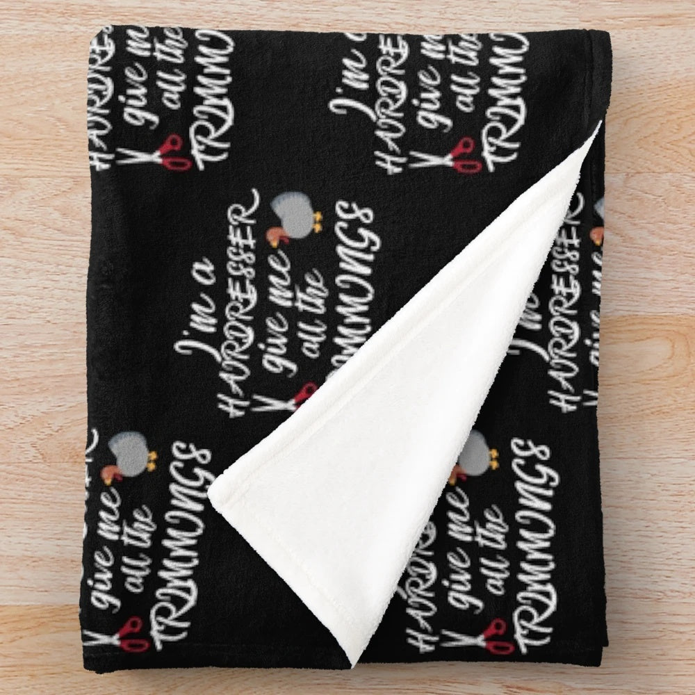Soft and plush blanket featuring a humorous hairdresser design, perfect for the holiday season