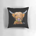 Soft, plush throw pillow cover featuring a charming highland cow illustration in a galaxy-inspired design.