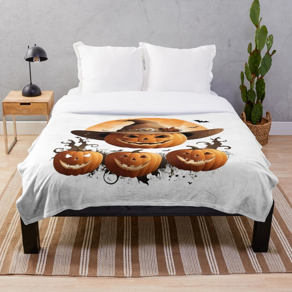 Cozy Halloween-themed plush blanket