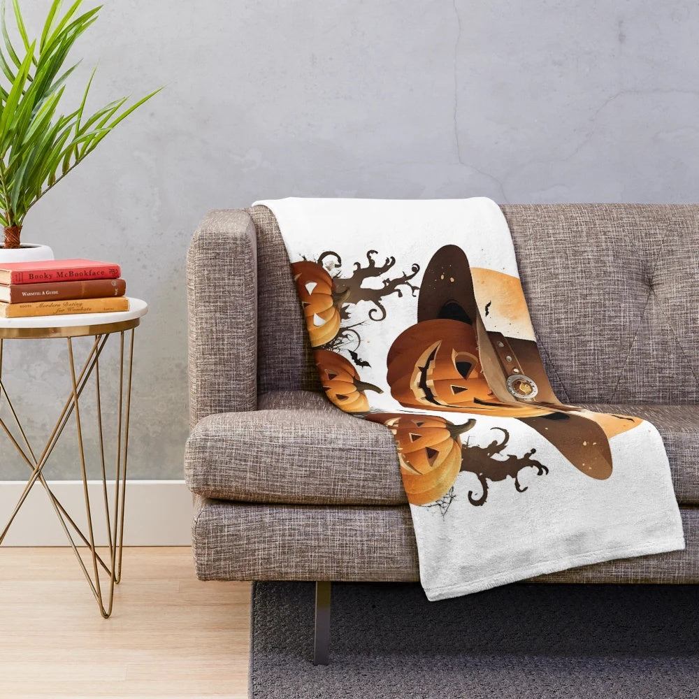 Cozy Halloween-themed plush blanket