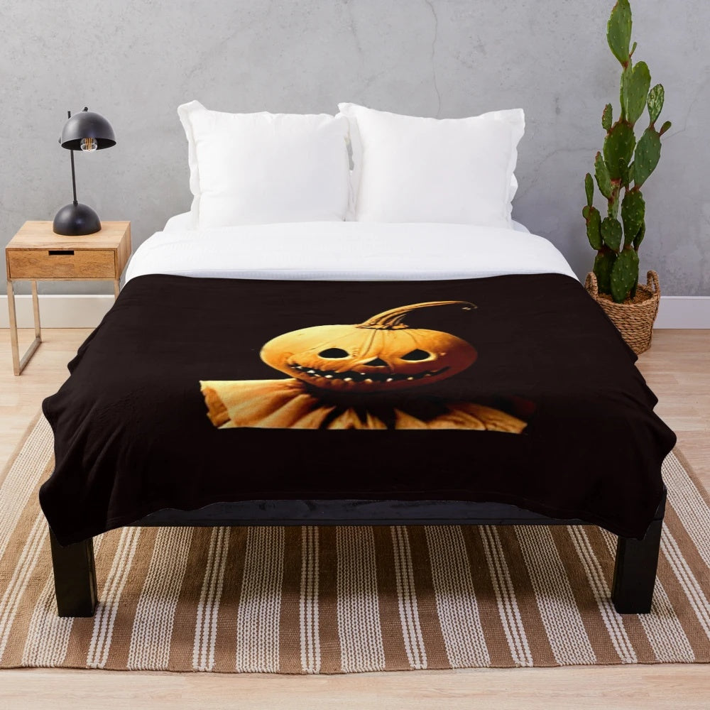 Halloween plush blanket with pumpkin and ghost design