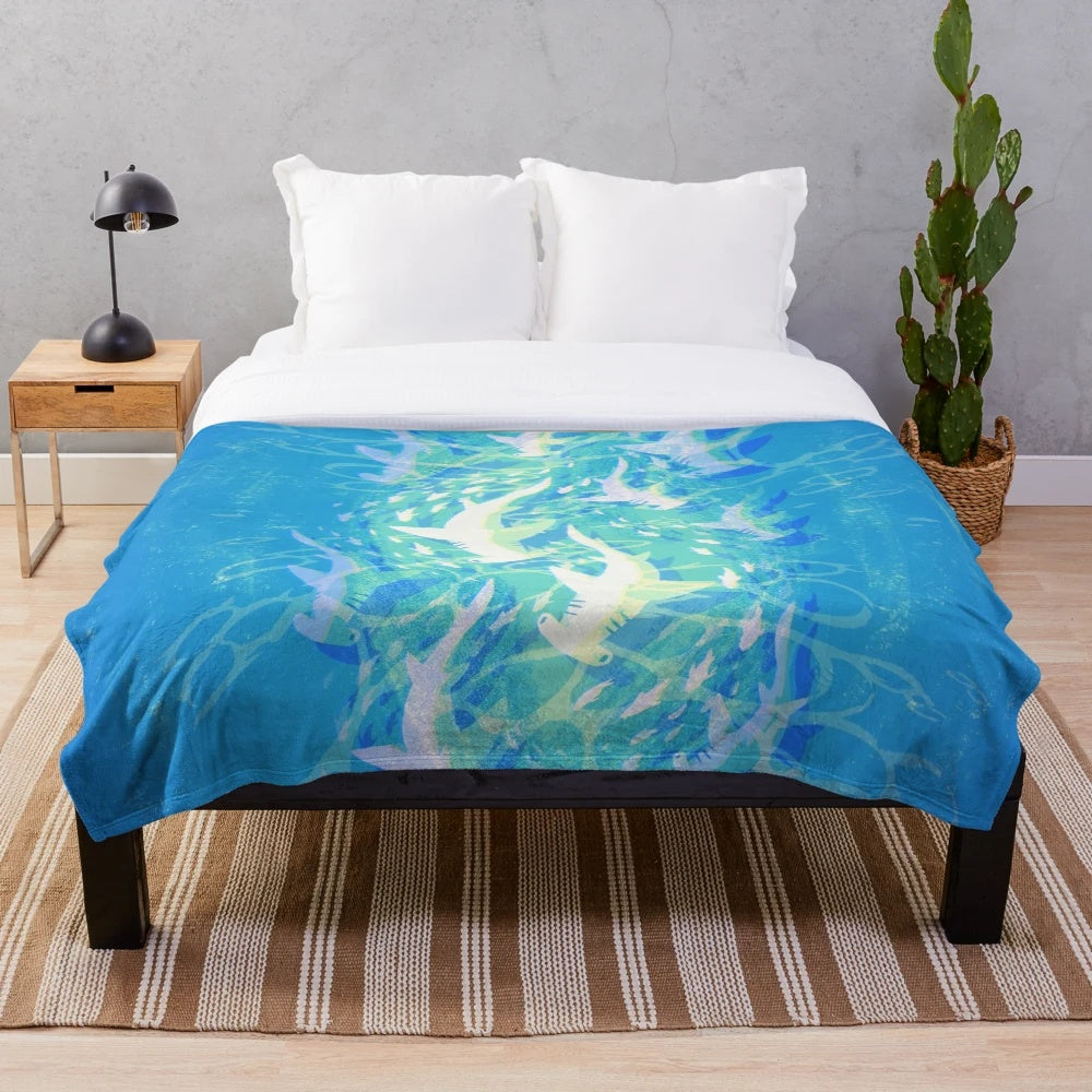 Hammerhead shark plush blanket