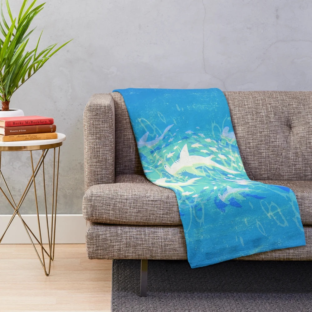 Hammerhead shark plush blanket