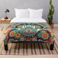 Hamsa hand plush blanket with mandala flower design