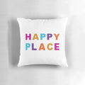 Plush 'Happy Place' pillow for a cozy, relaxing environment