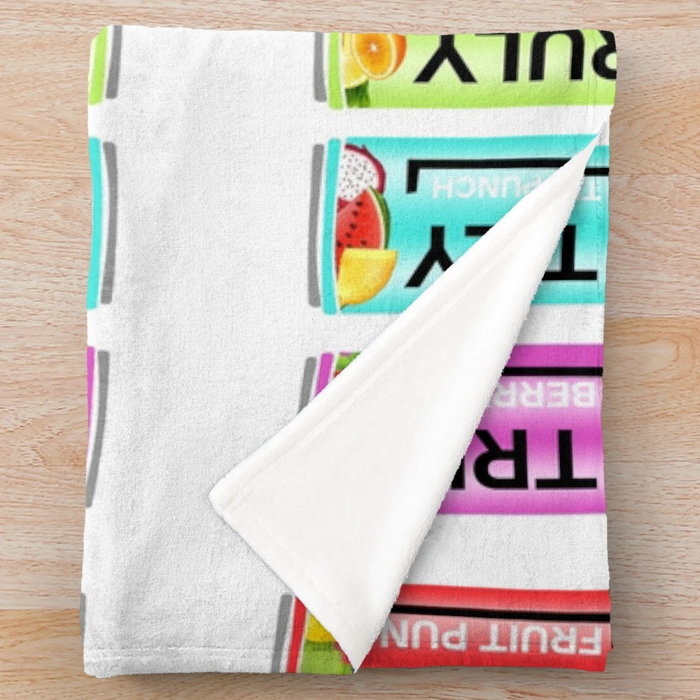 Soft and plush blanket with hard seltzer-inspired design, perfect for college parties and gatherings