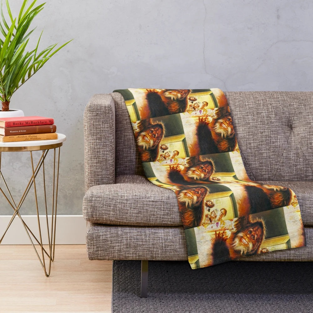 Harry and the Hendersons inspired plush blanket featuring bigfoot/sasquatch