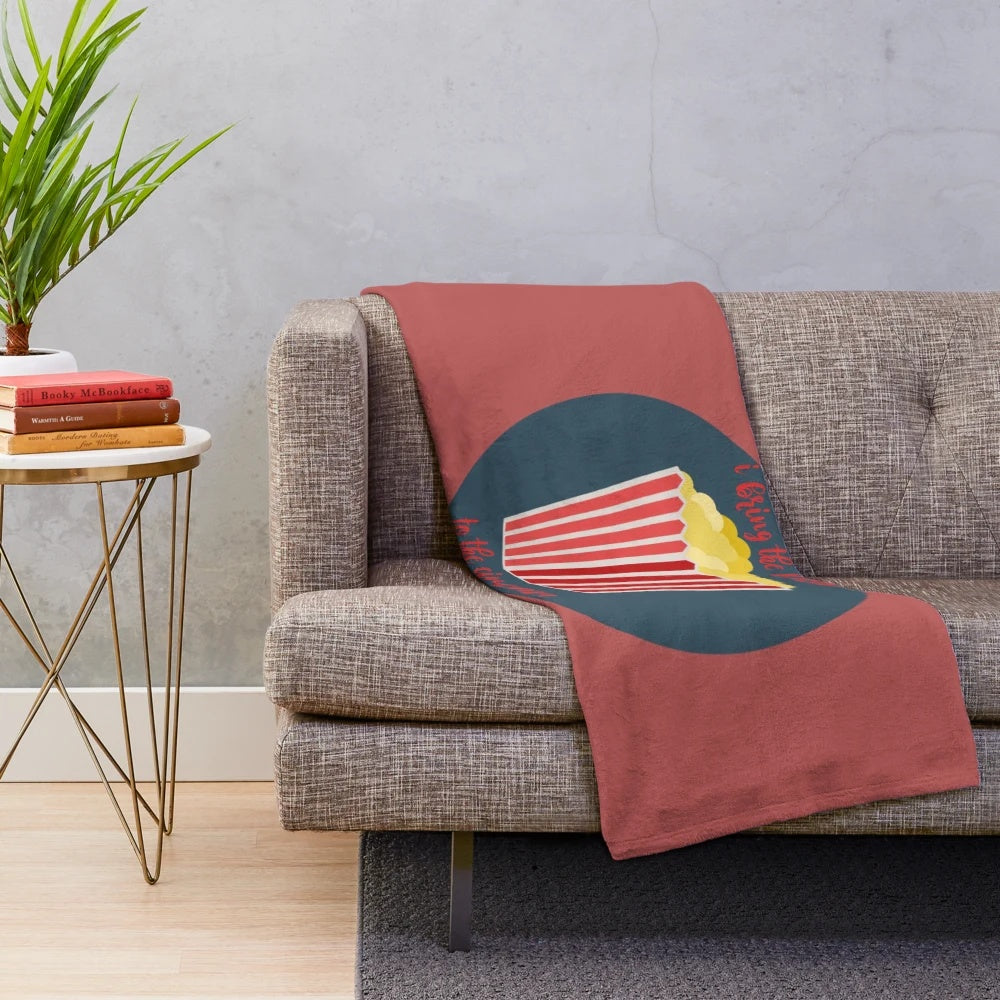 Cozy Harry Styles inspired plush blanket with cinema, movie theater, and calligraphy design