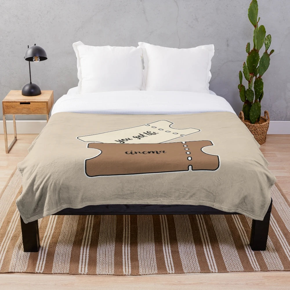 Cozy and soft plush blanket featuring a cinema tickets and Harry Styles inspired design
