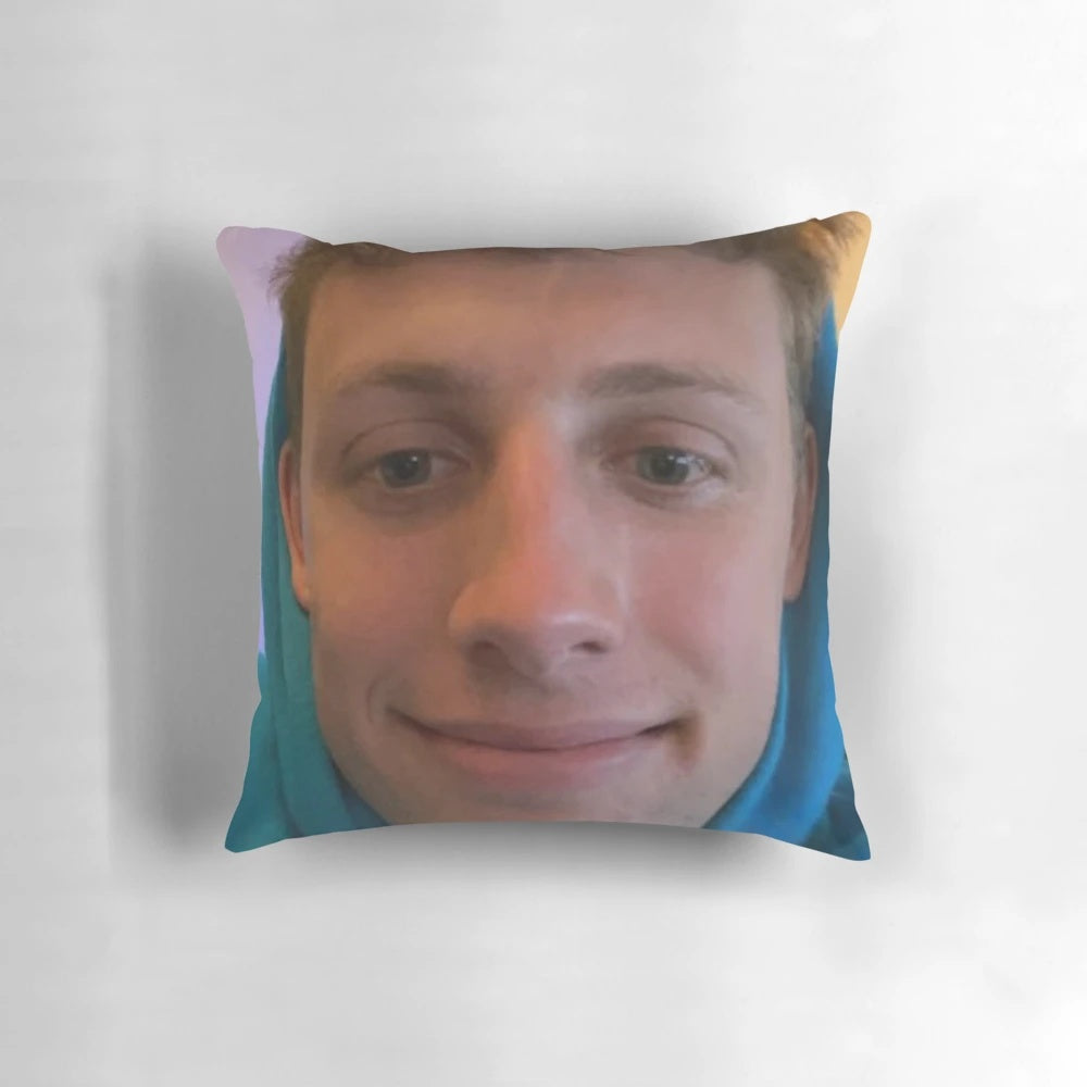 Soft, plush pillow featuring a portrait of Harry Wroetoshaw, a popular YouTube star and gaming influencer.