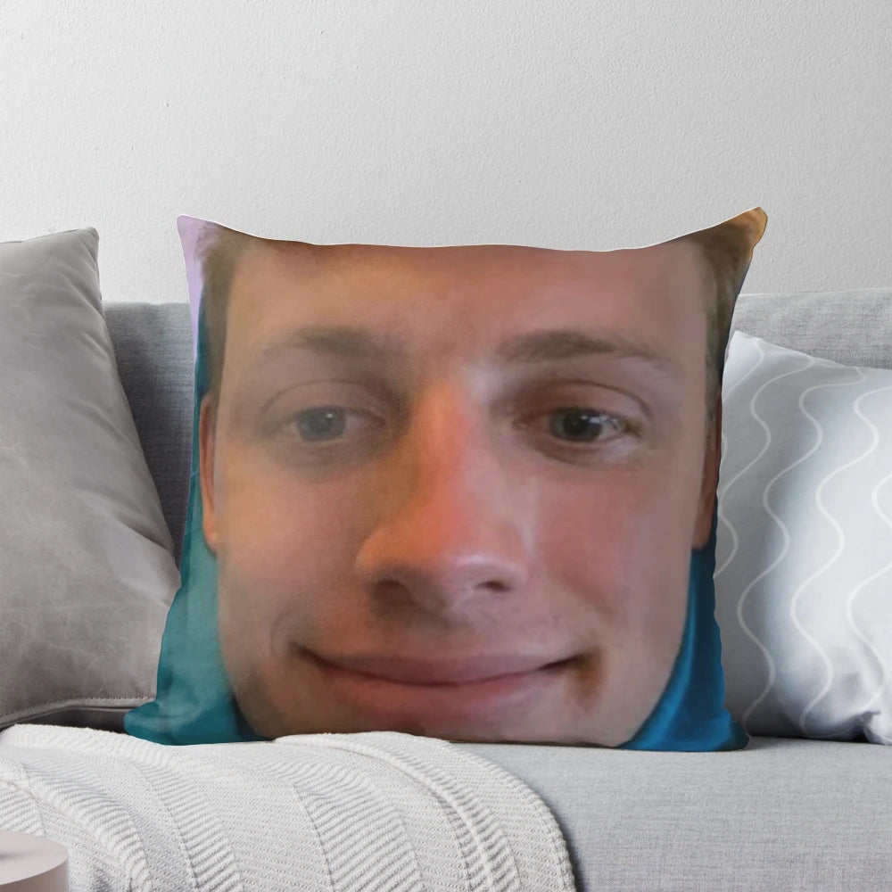 Soft, plush pillow featuring a portrait of Harry Wroetoshaw, a popular YouTube star and gaming influencer.
