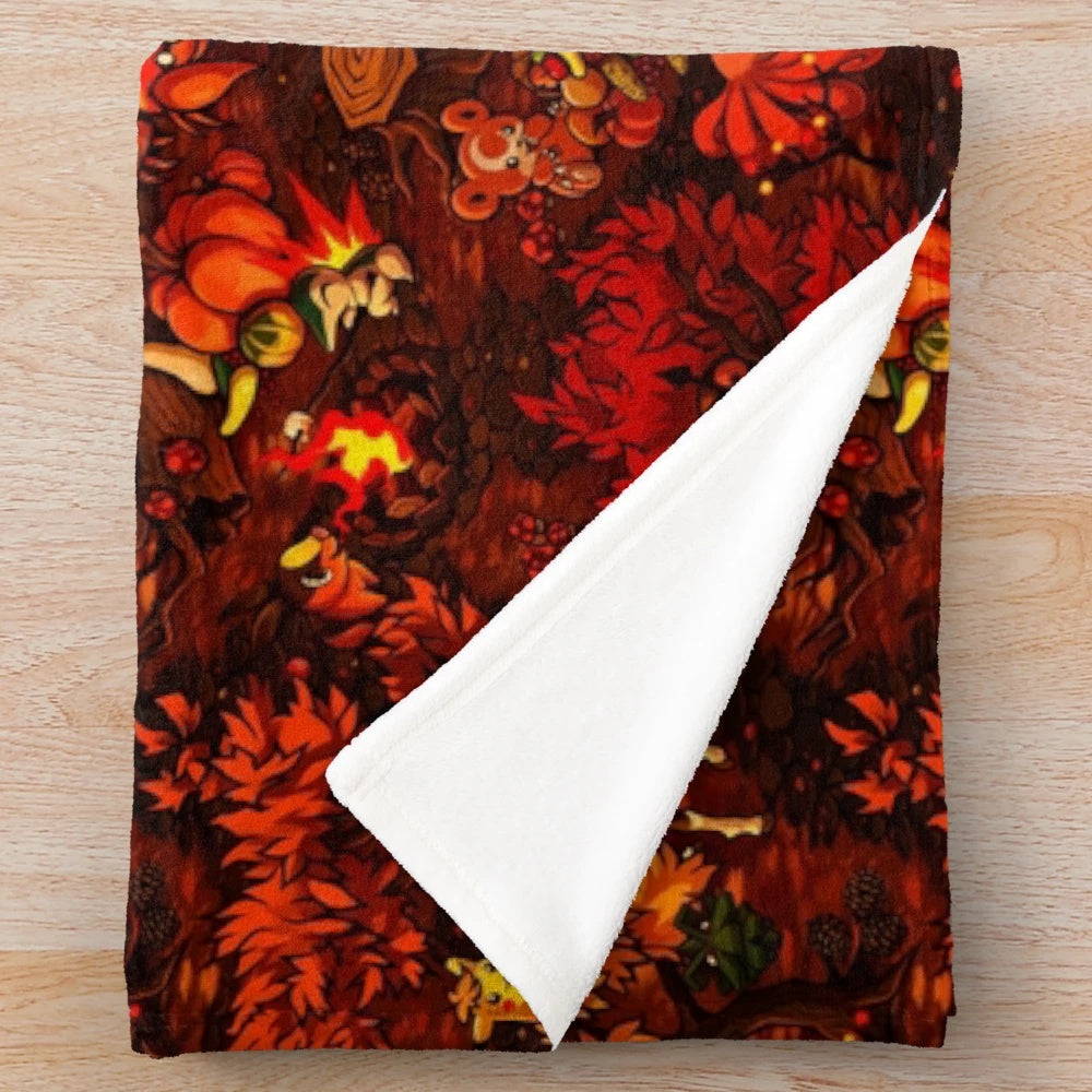 Harvest Haven Plush Blanket with Autumn Inspired Design