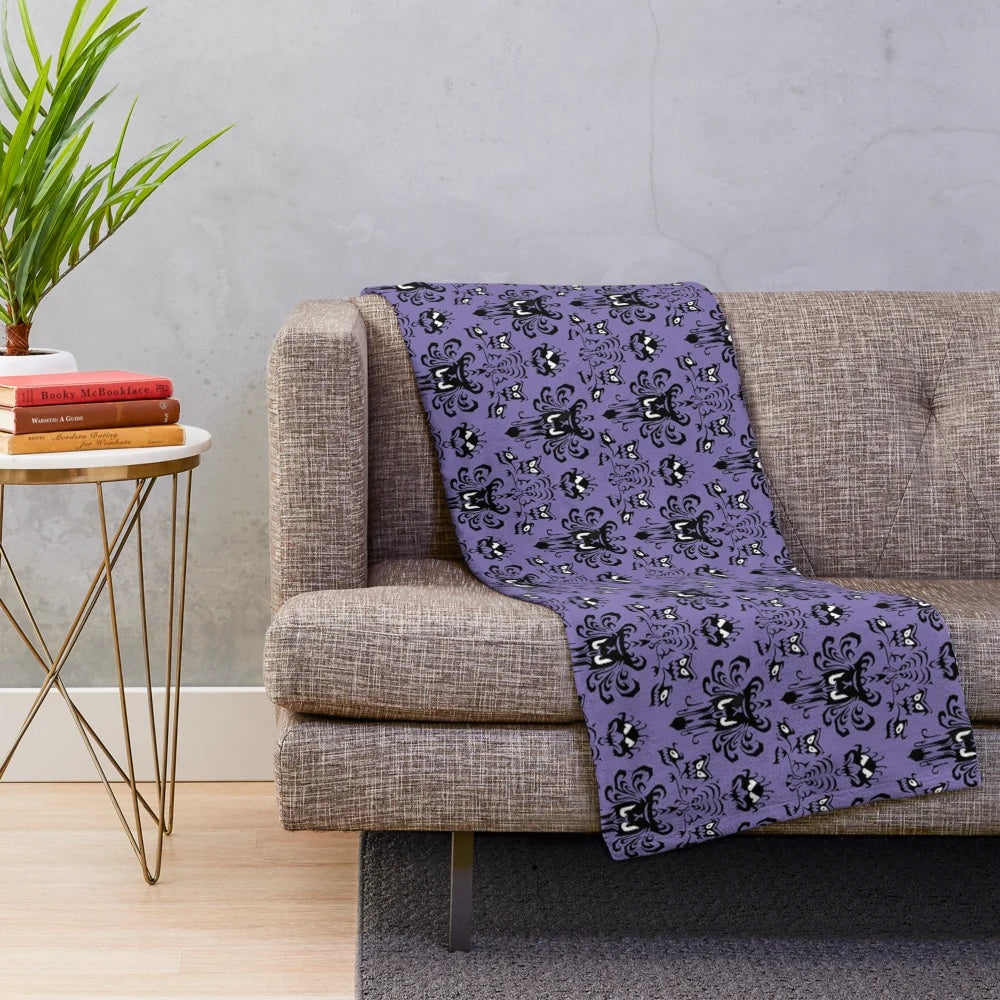 Haunted mansion wallpaper-themed plush blanket