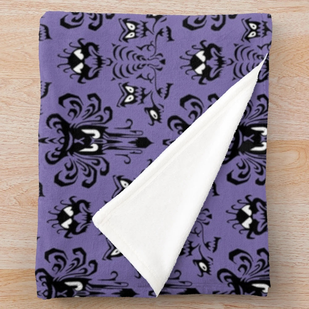 Haunted mansion wallpaper-themed plush blanket