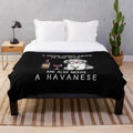 Havanese dog plush blanket with a funny dog and wine design
