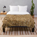 Soft and natural hay straw plush blanket for farmhouse style