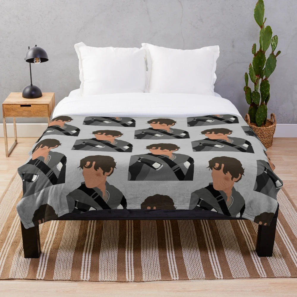 Cozy heart-shaped plush blanket with a fan-inspired design