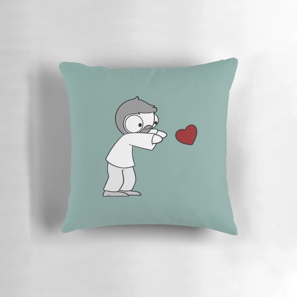 Heart-shaped pillow with cute illustration from Catana Comics