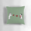 Plush heart-shaped throw pillow featuring a couple with a beard design from the popular Catana Comics