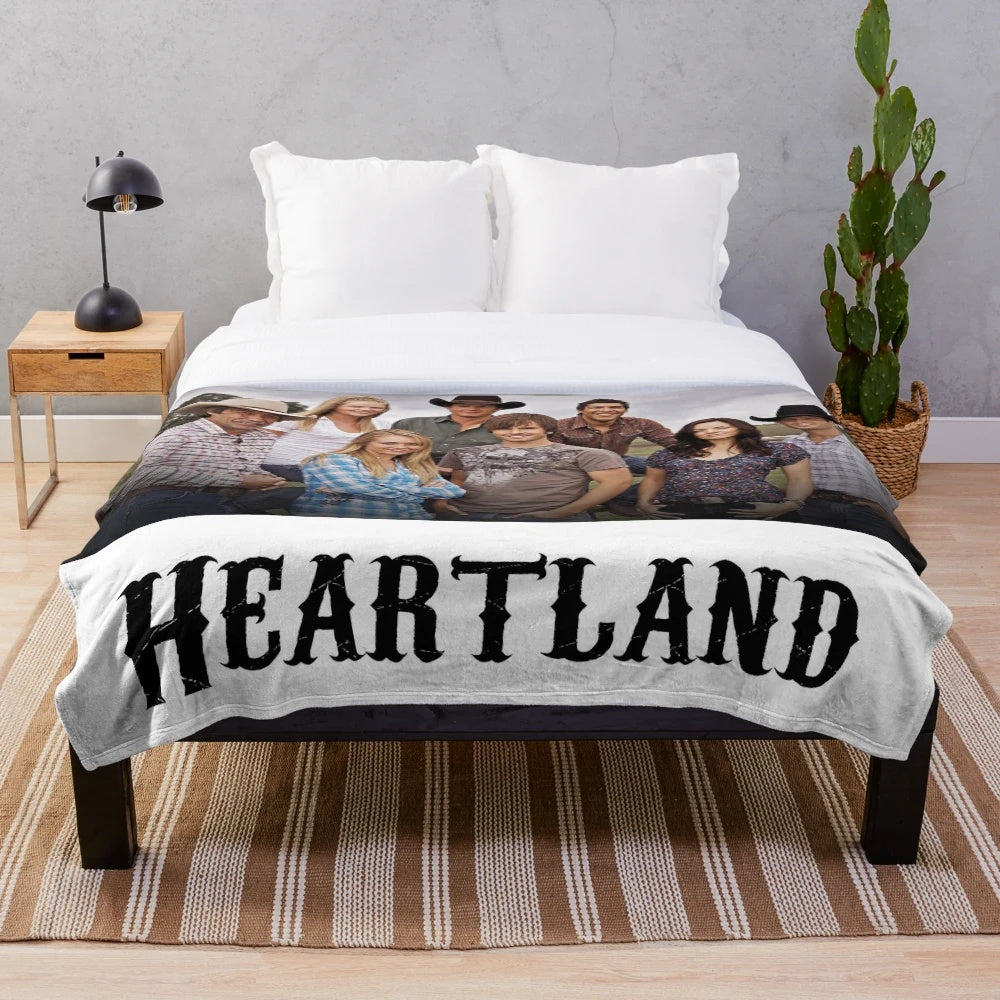 Heartland-inspired plush blanket with a warm and cozy design