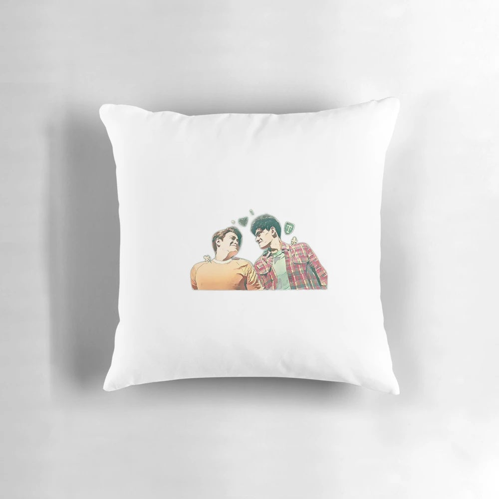 A plush and comfortable pillow featuring the characters from the Netflix series "Heartstopper".