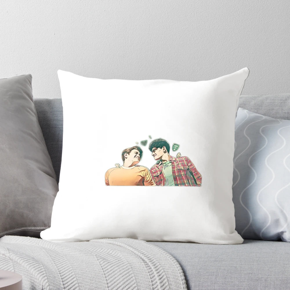 A plush and comfortable pillow featuring the characters from the Netflix series "Heartstopper".