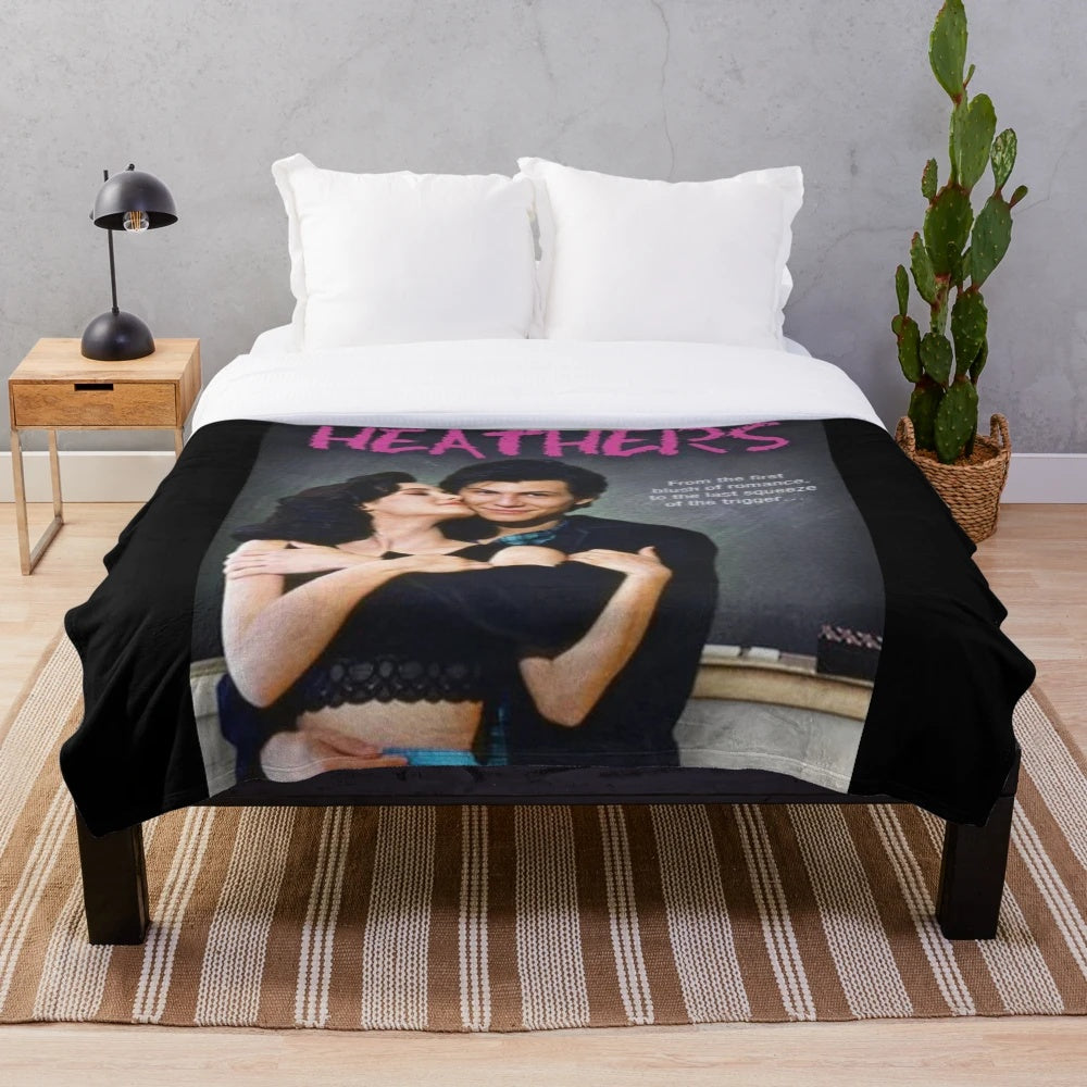 Heathers-inspired plush blanket featuring the iconic movie characters
