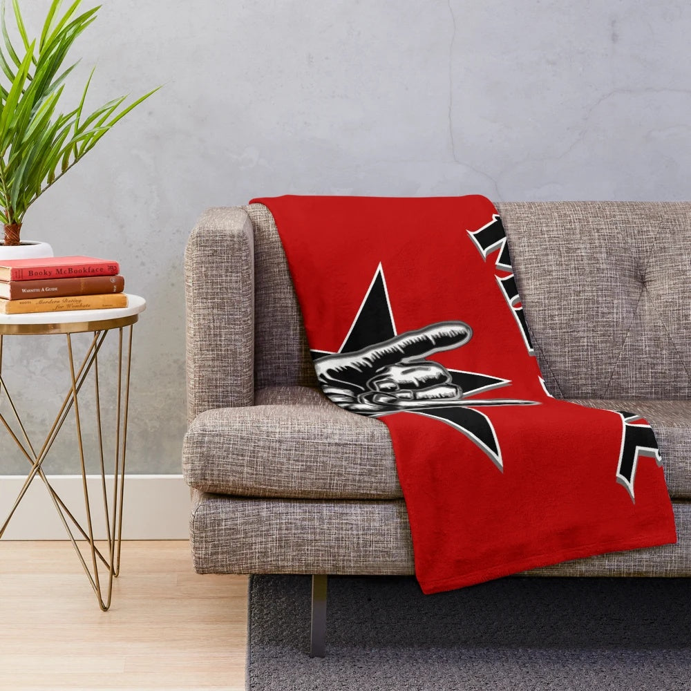 Heavy metal inspired plush blanket with stars and gothic design