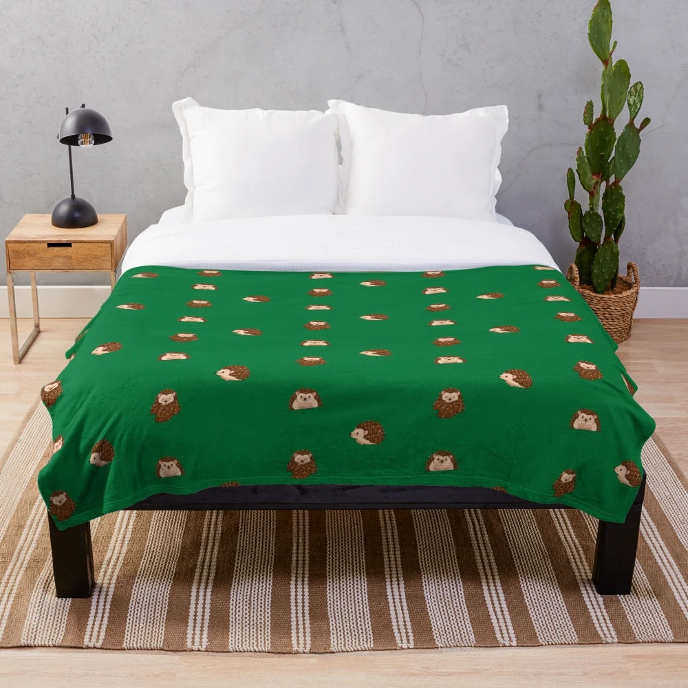 Soft and plush hedgehog pattern blanket for a cozy autumn or winter