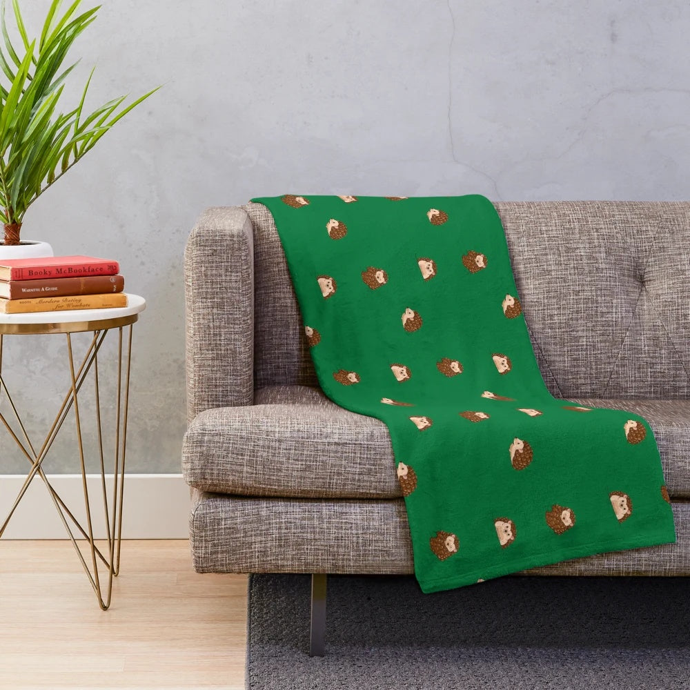 Soft and plush hedgehog pattern blanket for a cozy autumn or winter