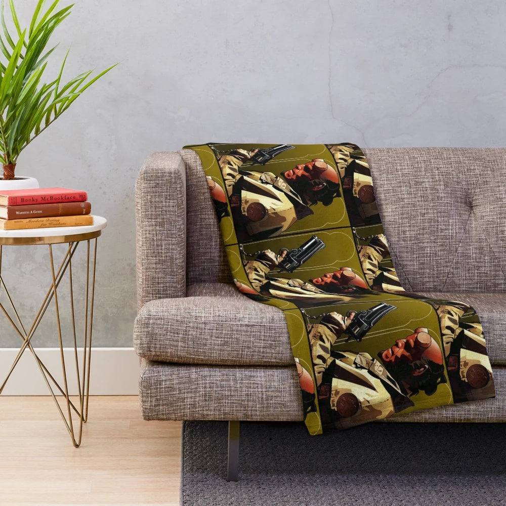 Hellboy-themed plush blanket featuring the iconic demon superhero