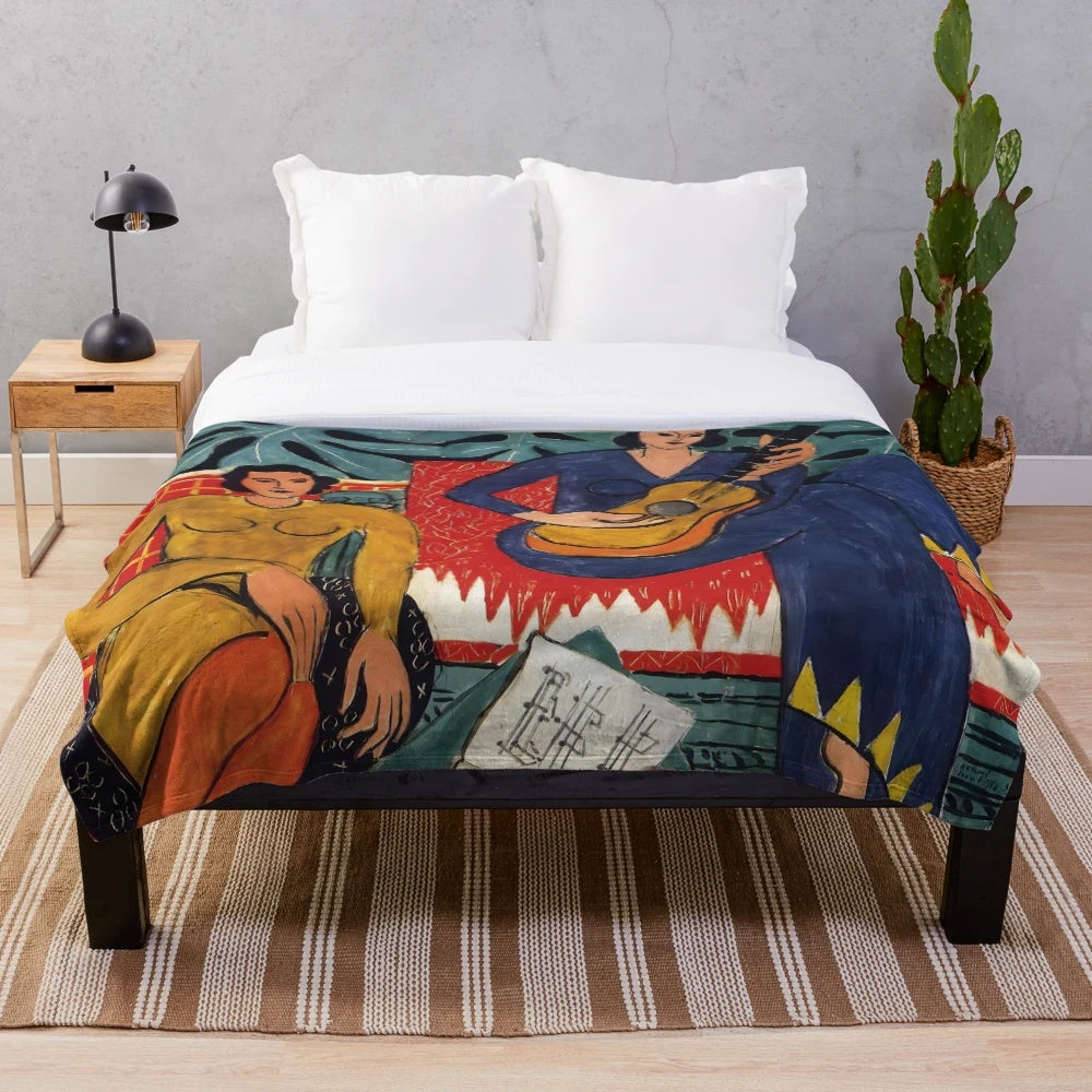 Soft and warm plush blanket featuring a design inspired by the modern art of Henri Matisse