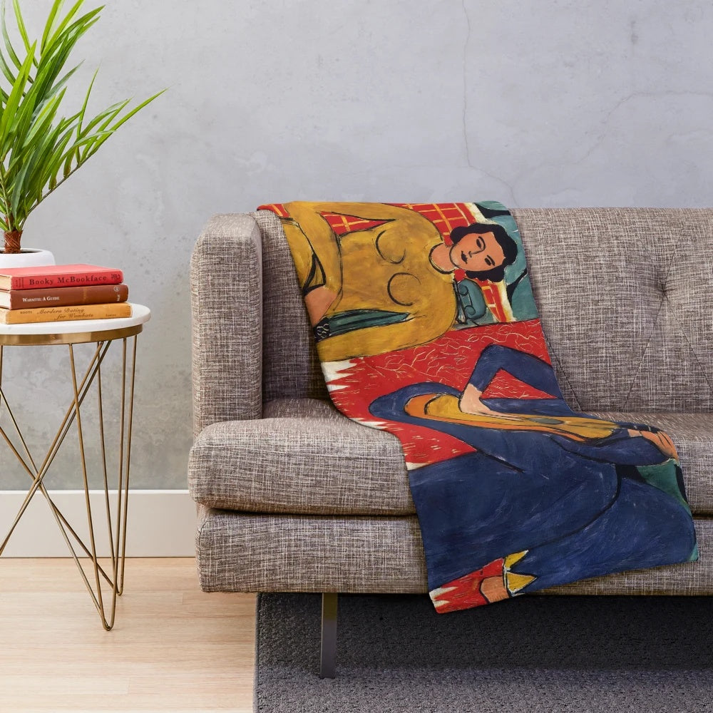 Soft and warm plush blanket featuring a design inspired by the modern art of Henri Matisse