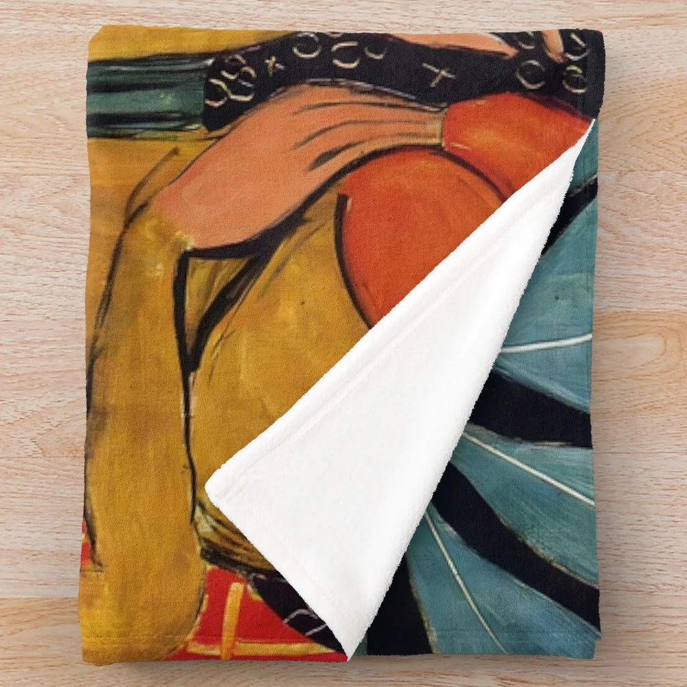 Soft and warm plush blanket featuring a design inspired by the modern art of Henri Matisse