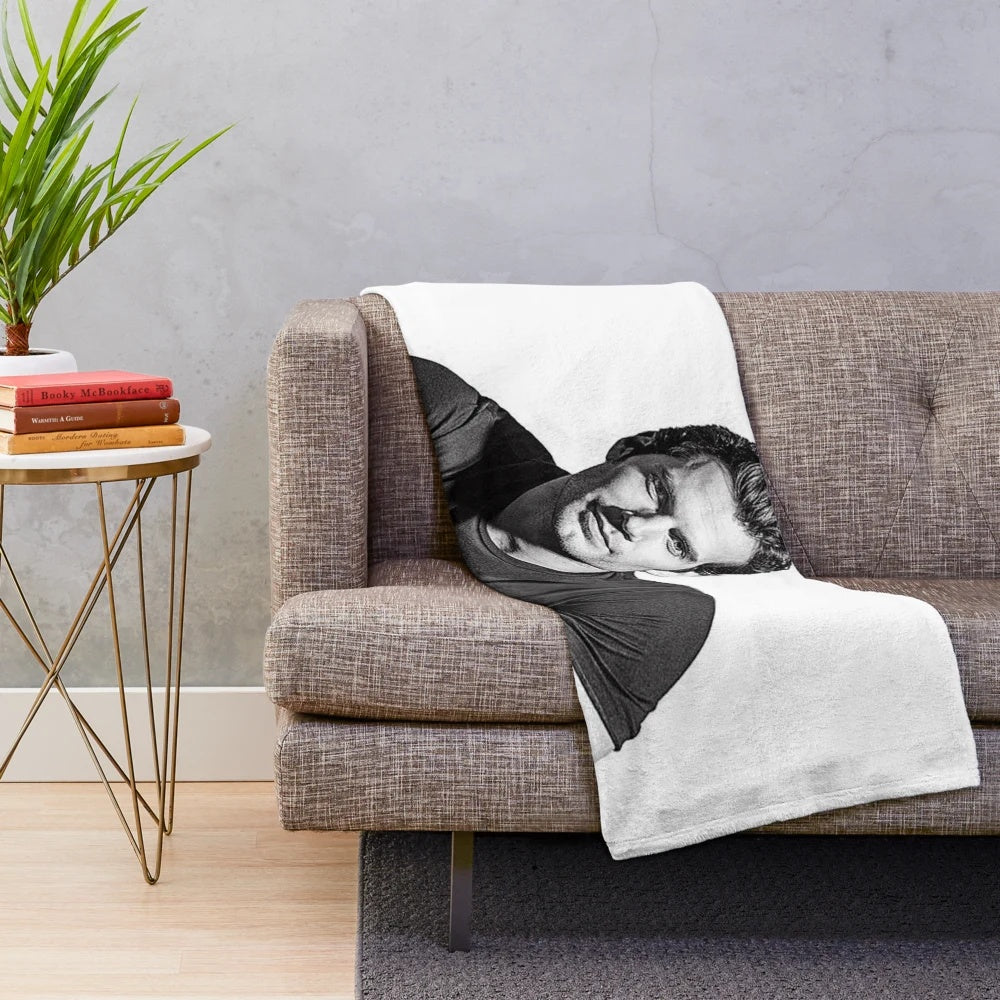 Henry Cavill-inspired plush blanket in black and white