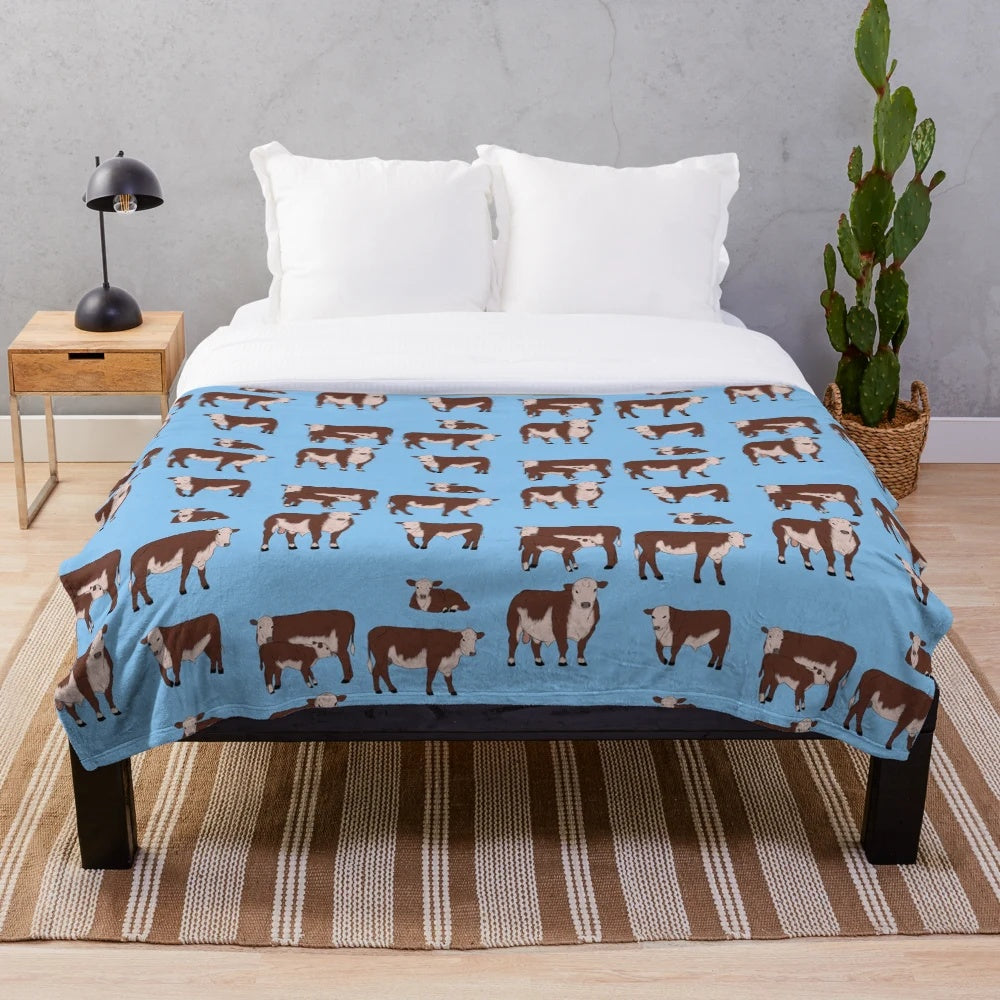 Hereford cattle pattern plush blanket