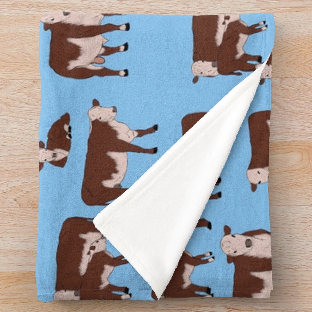 Hereford cattle pattern plush blanket