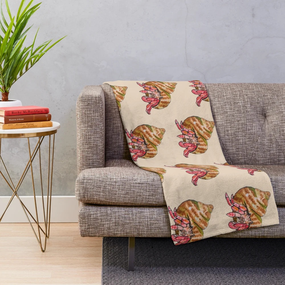 Soft and cuddly hermit crab plush blanket for cozy coastal-themed home decor