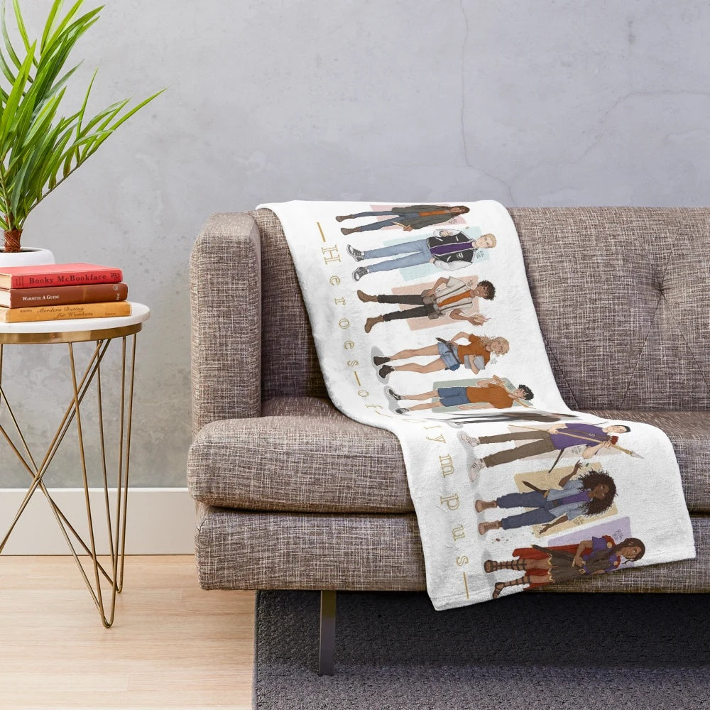 Plush Heroes of Olympus Inspired Blanket with Greek Mythology Characters