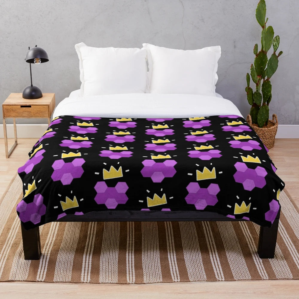Cozy hex-a-gone plush blanket featuring a soft and comfortable design inspired by the popular game Fall Guys.
