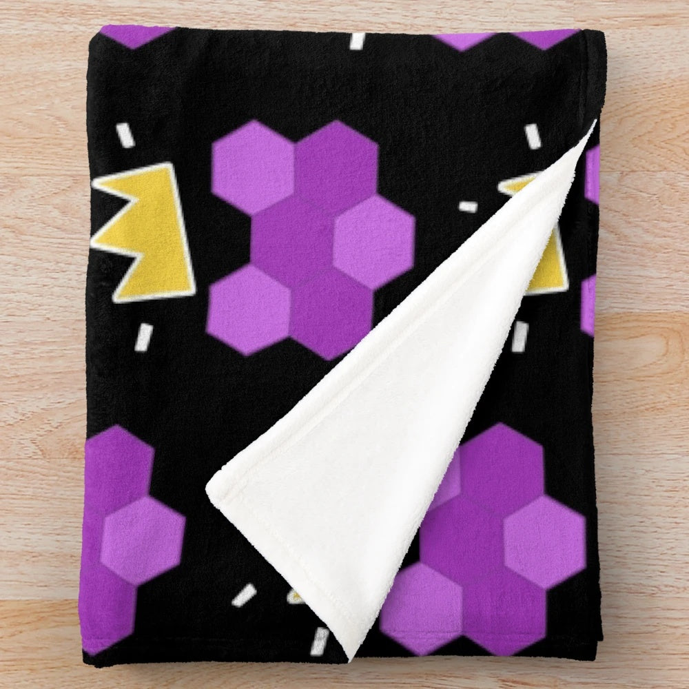 Cozy hex-a-gone plush blanket featuring a soft and comfortable design inspired by the popular game Fall Guys.