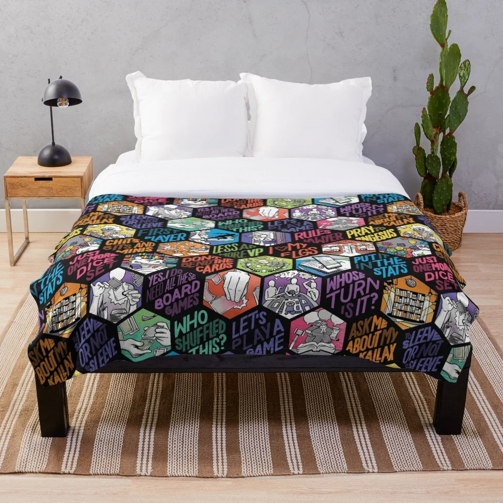 Hex patterned plush blanket for board game lovers